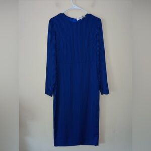 Diane Von Furstenberg Long Sleeve Dress Women's 4 Striped Blue Black